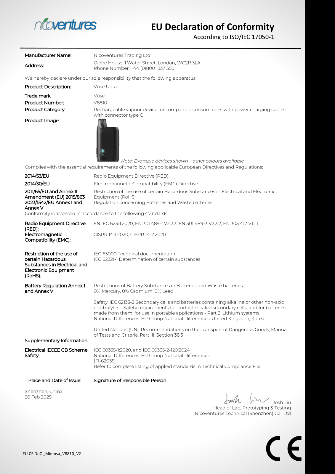 Vuse Ultra Device - Black Carcoal